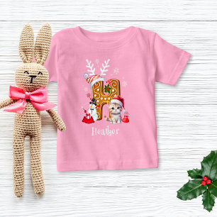 Niedliches Weihnachtsgebäck Alphabet H Girl Baby T-shirt