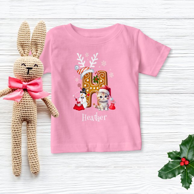 Niedliches Weihnachtsgebäck Alphabet H Girl Baby T-shirt (Von Creator hochgeladen)