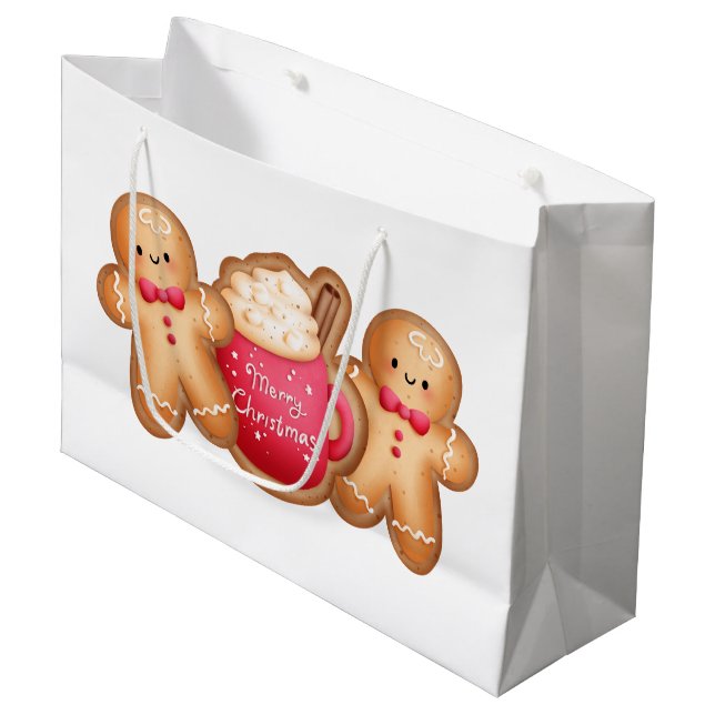 Niedliches Weihnachtsgebäck Große Geschenktüte (Vorderseite Schrägansicht)