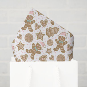 Niedliches Weihnachtsgebäck Man Pattern Seidenpapier