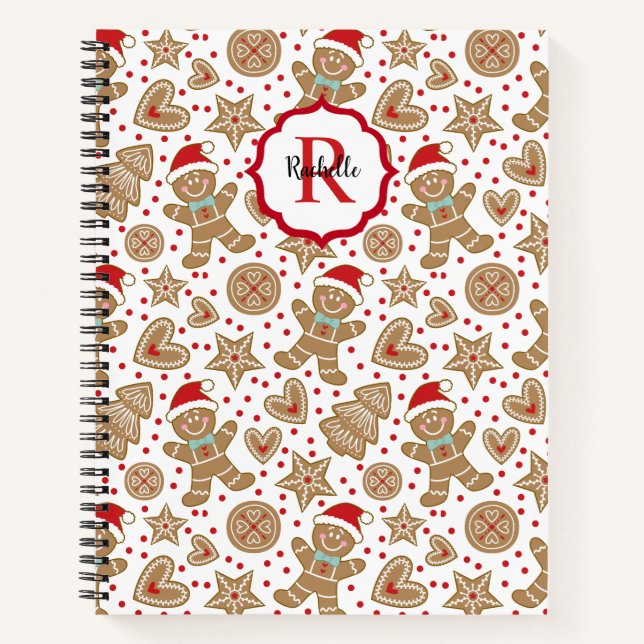 Niedliches Weihnachtsgebäck Mann Rezept Kochbuch Notizbuch (Vorderseite)