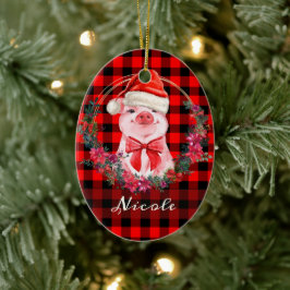 Niedliches Weihnachtsgebäck mit Buffalo Kariert Ro Keramik Ornament