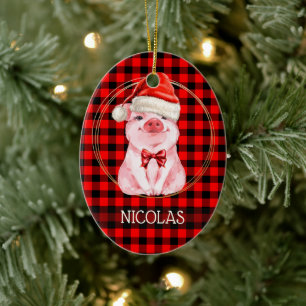 Niedliches Weihnachtsgebäck mit Buffalo Kariertes  Keramik Ornament