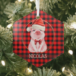 Niedliches Weihnachtsgebäck mit Buffalo Kariertes  Ornament Aus Glas