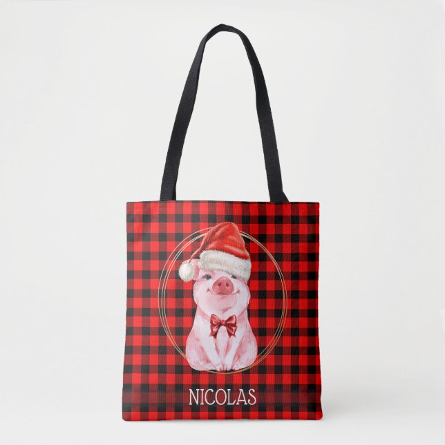 Niedliches Weihnachtsgebäck mit Buffalo Kariertes  Tasche (Vorderseite)