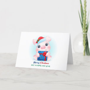 Niedliches Weihnachtsgebäck mit Weihnachtsmannmütz Feiertagskarte