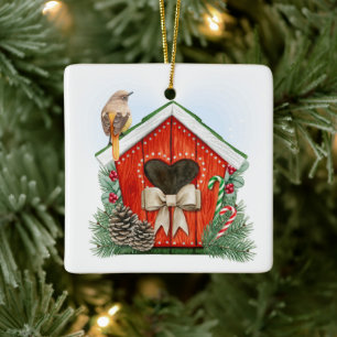 Niedliches Weihnachtsgeburtshaus Keramikornament