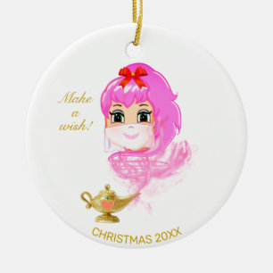 Niedliches Weihnachtsgenie und Magie-Lampe Keramik Ornament