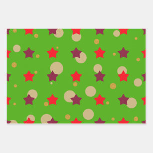 Niedliches Weihnachtsgeschenk der Grünen Sterne Geschenkpapier Set