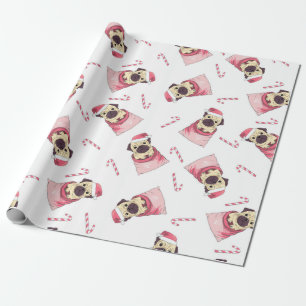 Niedliches Weihnachtsgeschenk-Mops Geschenkpapier