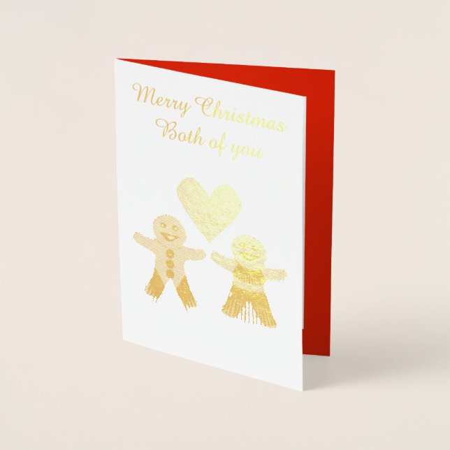 Niedliches Weihnachtsgingerbrot Couple Custom Folienkarte (Vorderseite)