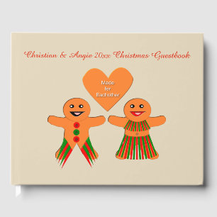 Niedliches Weihnachtsgingerbrot Couple Custom Gästebuch