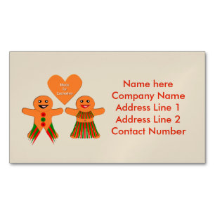 Niedliches Weihnachtsgingerbrot Couple Custom Magnetische Visitenkarte