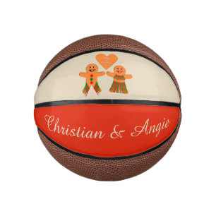 Niedliches Weihnachtsgingerbrot Couple Custom Mini Basketball
