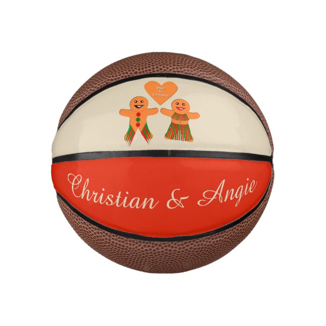 Niedliches Weihnachtsgingerbrot Couple Custom Mini Basketball (Vorderseite)