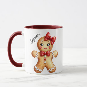 Niedliches Weihnachtsgingerbrot Monogram Tasse