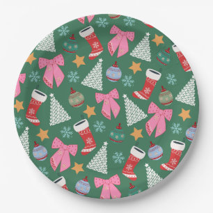 Niedliches Weihnachtsgrün Pappteller