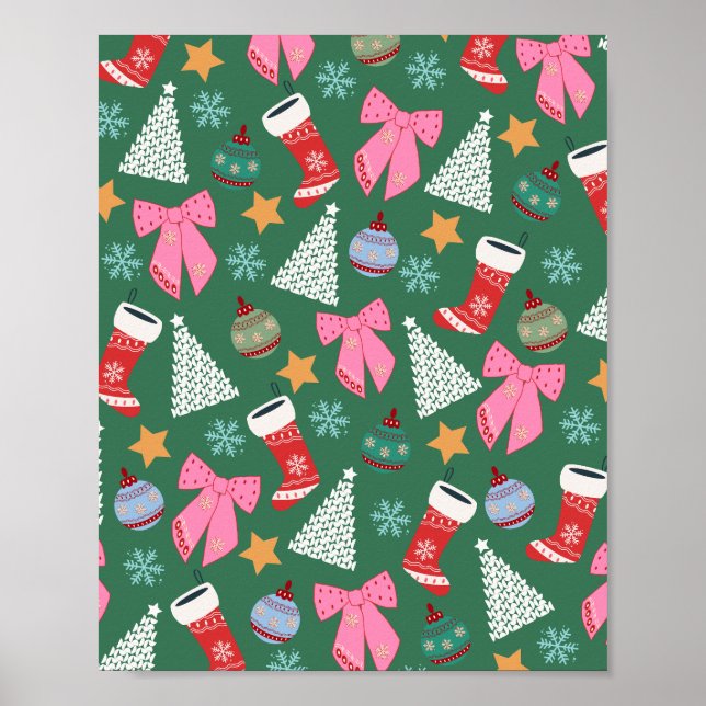 Niedliches Weihnachtsgrün Poster (Vorne)