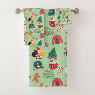 Niedliches Weihnachtshandtuch Badhandtuch Set