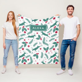 Niedliches Weihnachtshirsche und Weihnachtsweihchs Fleecedecke