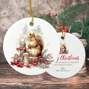 Niedliches Weihnachtsholztier Keramik Ornament