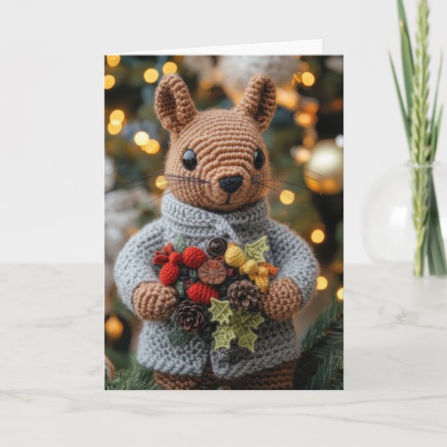 Niedliches Weihnachtshörnchen Feiertagskarte (Vorderseite)