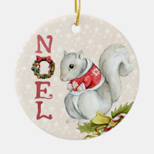 Niedliches Weihnachtshörnchen Keramik Ornament