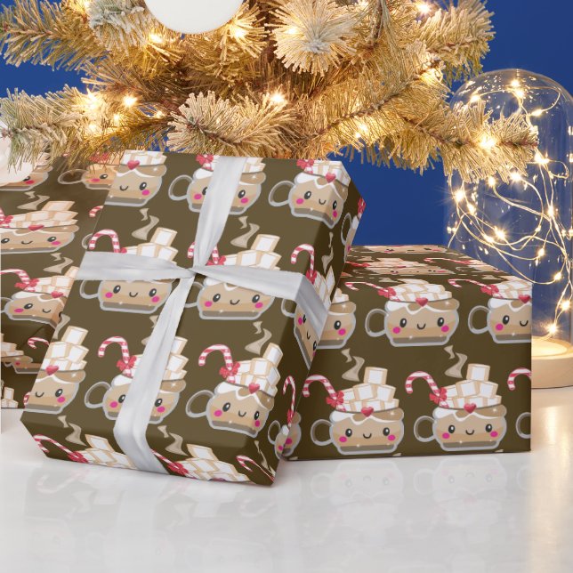 Niedliches Weihnachtskakao-Party Geschenkpapier (Feiertage)