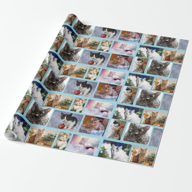Niedliches Weihnachtskatzenpapier Geschenkpapier (Ungerollt)