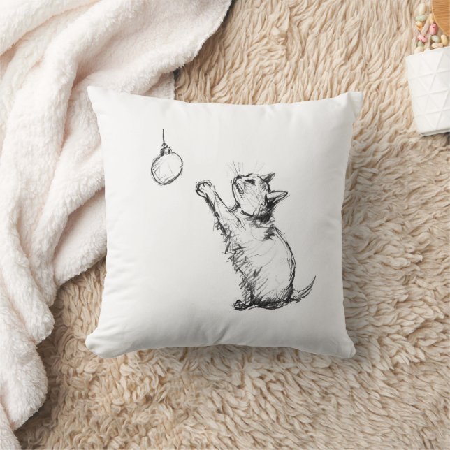Niedliches Weihnachtskatzenreaching für Ornamente Kissen (Decke)