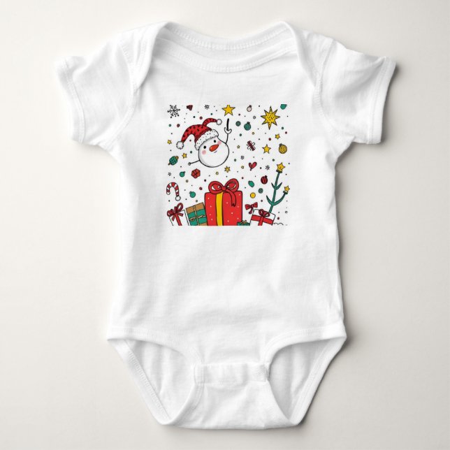 Niedliches Weihnachtskinderoutfit Baby Strampler (Vorderseite)