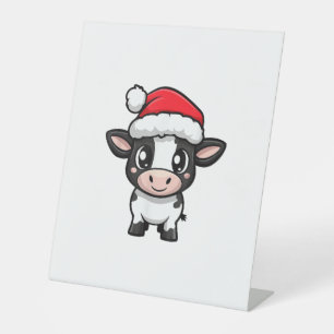 Niedliches Weihnachtskuh Xmas Comic Sockelschild
