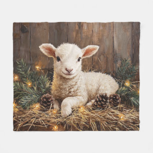Niedliches Weihnachtslamm Rustikale Malerei Fleecedecke