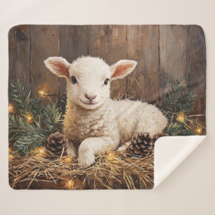 Niedliches Weihnachtslamm Rustikale Malerei Sherpadecke