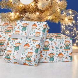 Niedliches Weihnachtsmädchen Geschenkpapier