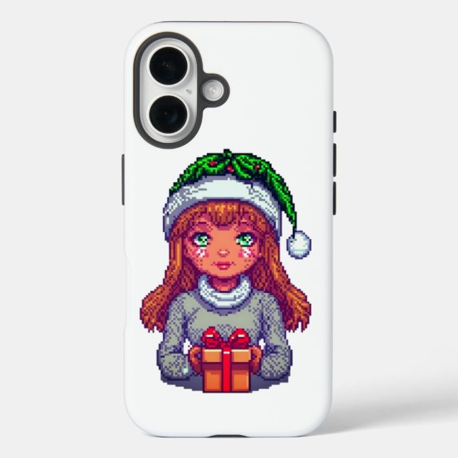 Niedliches Weihnachtsmädchen iPhone 16 Hülle (Rückseite)