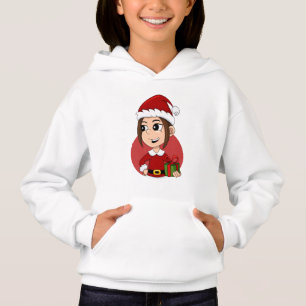 Niedliches Weihnachtsmädchen mit braunem Haar Hoodie