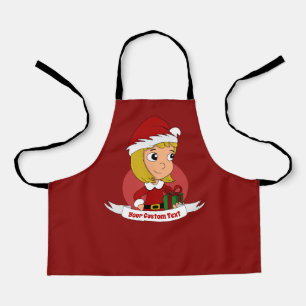 Niedliches Weihnachtsmädchen mit Geschenk - Cartoo Schürze