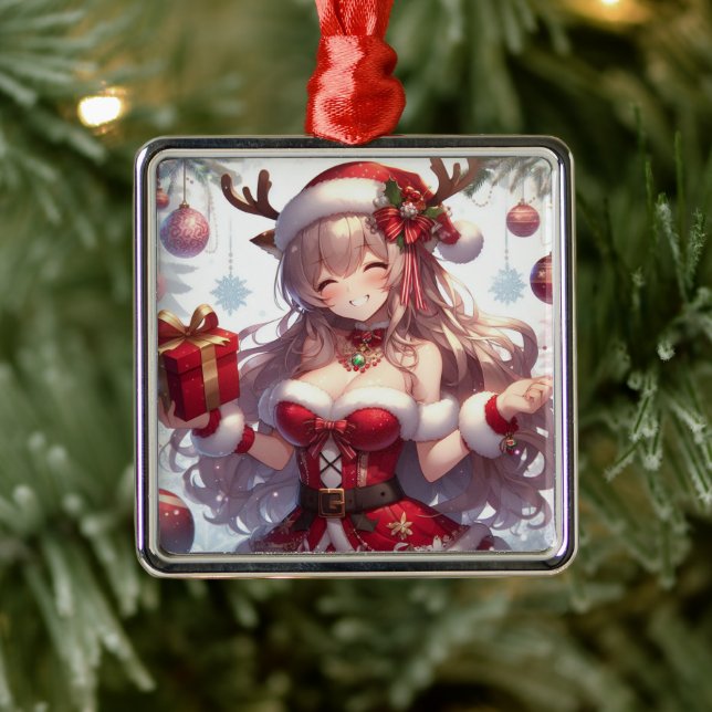 Niedliches Weihnachtsmädchen Ornament Aus Metall (Baum)
