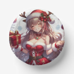 Niedliches Weihnachtsmädchen Pappteller