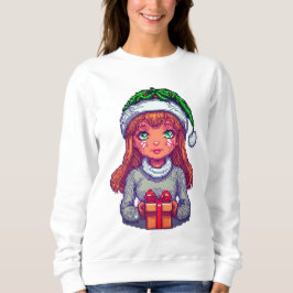 Niedliches Weihnachtsmädchen pixelart Sweatshirt