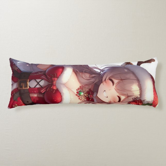Niedliches Weihnachtsmädchen Seitenschläferkissen (Vorderseite)
