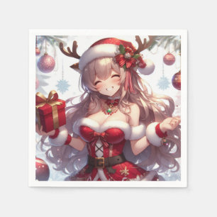 Niedliches Weihnachtsmädchen Serviette