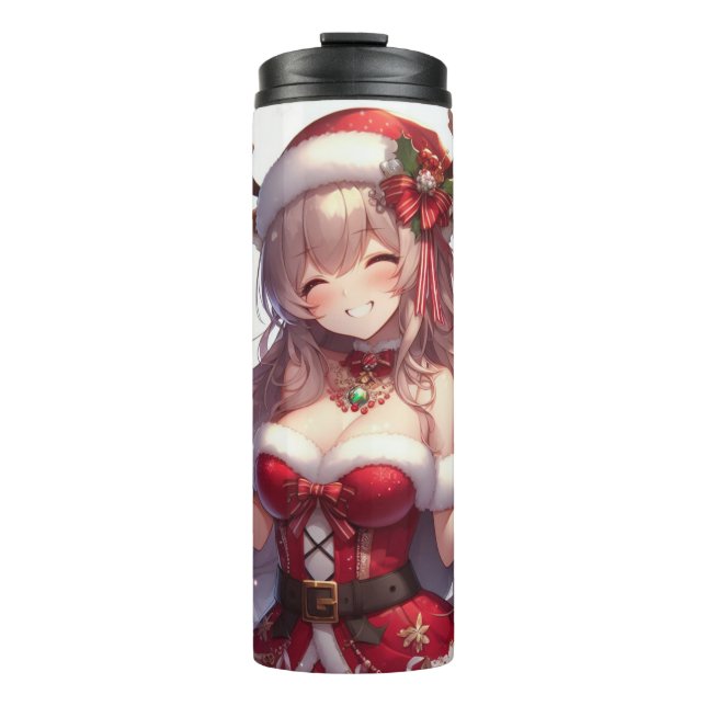Niedliches Weihnachtsmädchen Thermosbecher (Vorderseite)