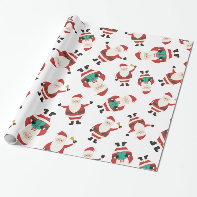 Niedliches Weihnachtsmann-Weihnachtsmuster Geschenkpapier (Ungerollt)