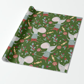 Niedliches Weihnachtsmäusenmuster Geschenkpapier