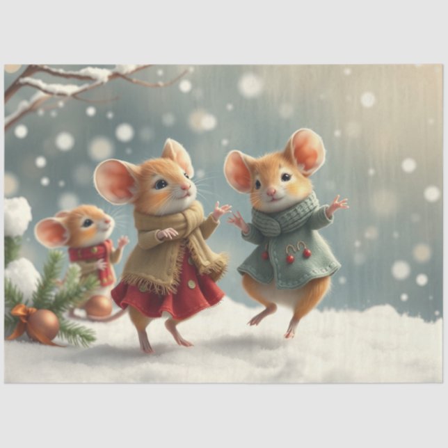 Niedliches Weihnachtsmauszettel Seidenpapier (Vorderseite)