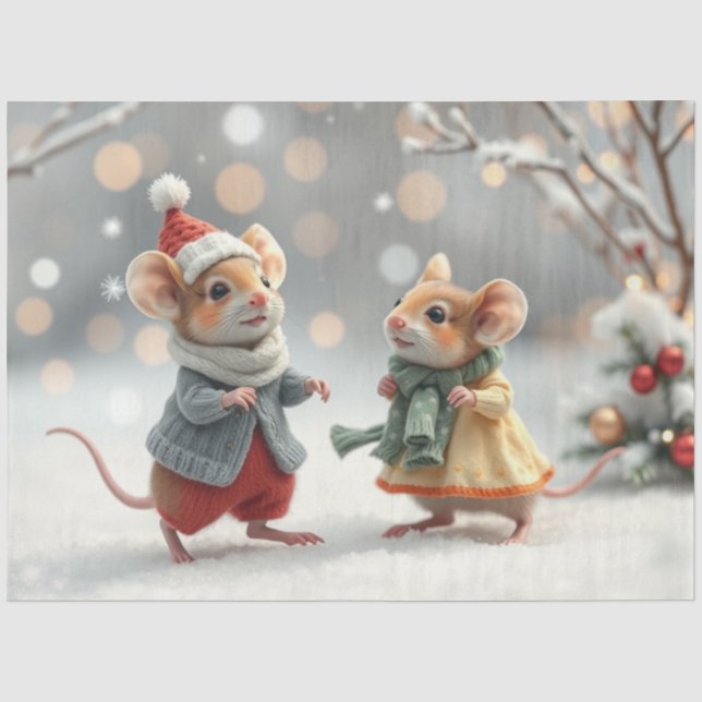 Niedliches Weihnachtsmauszettel Seidenpapier (Vorderseite)