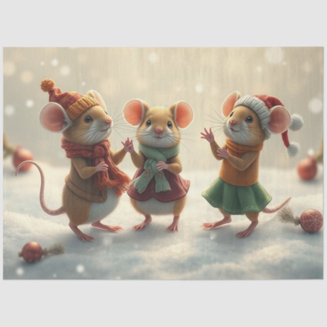 Niedliches Weihnachtsmauszettel Seidenpapier (Vorderseite)