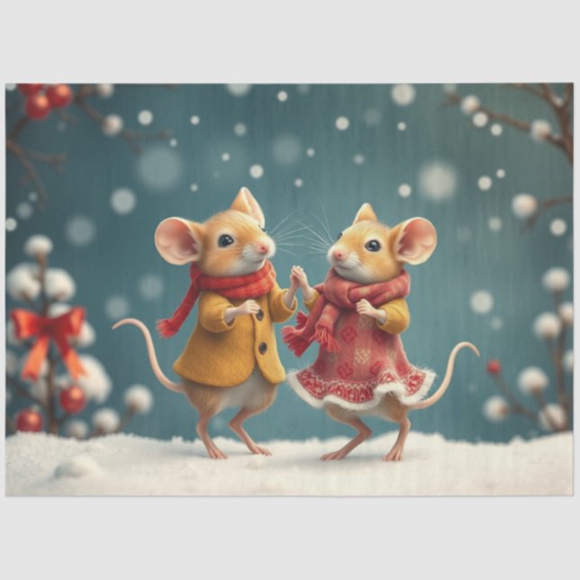 Niedliches Weihnachtsmauszettel Seidenpapier (Vorderseite)